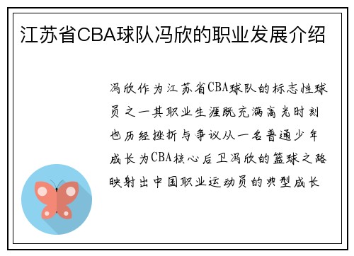 江苏省CBA球队冯欣的职业发展介绍
